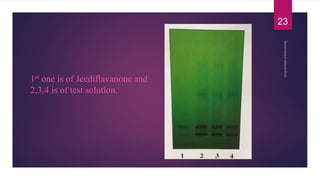 1st one is of Jeediflavanone and
2,3,4 is of test solution.
23
 