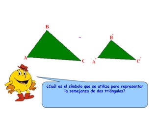 
¿Cuál es el símbolo que se utiliza para representar
la semejanza de dos triángulos?
 
