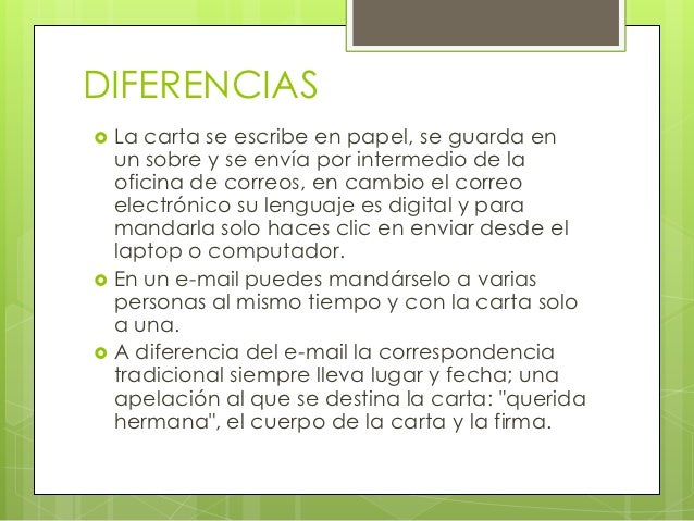 Diferencias entre carta formal e informal Diferencias entre carta formal e informal