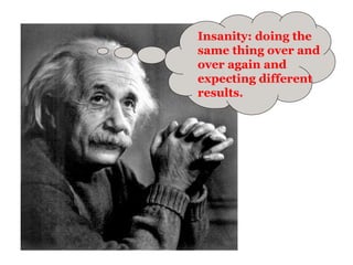 Insanity: doing the same thing over and over again and expecting different results.   