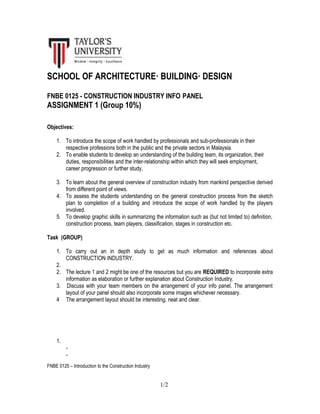 Semester 1: Introduction to Construction Industry Project 1 Brief ...