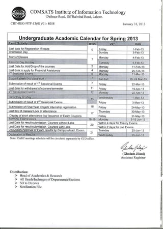 Semester calendar sp13