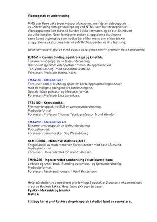 Multimediesenterets semesterrapport høst 2011