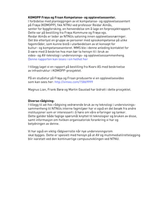 Multimediesenterets semesterrapport høst 2011