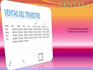 *Combinamos celdas.
*utilizamos Word art.

 