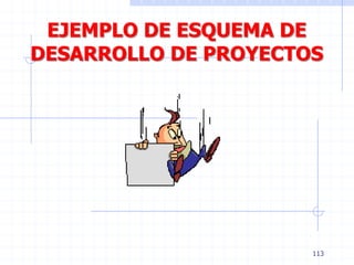 EJEMPLO DE ESQUEMA DE
DESARROLLO DE PROYECTOS
113
 