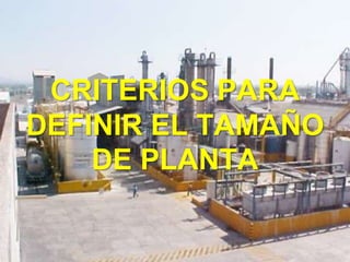 CRITERIOS PARA
DEFINIR EL TAMAÑO
DE PLANTA
 