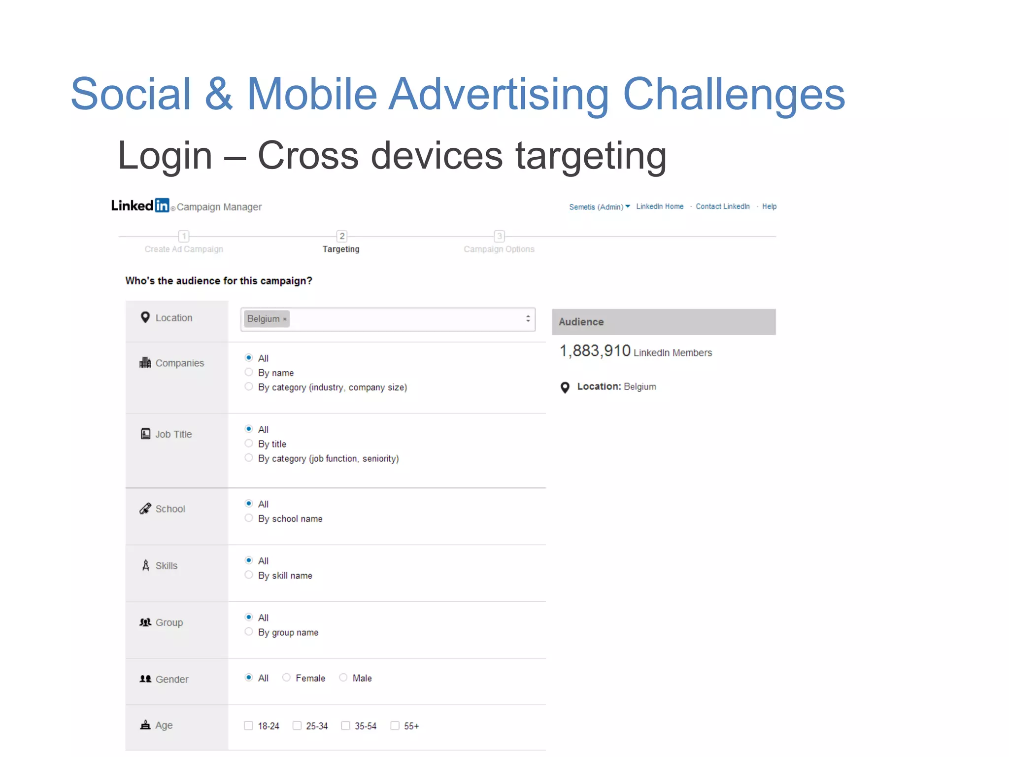 Social & Mobile Advertising Challenges
Login – Cross devices targeting

 
