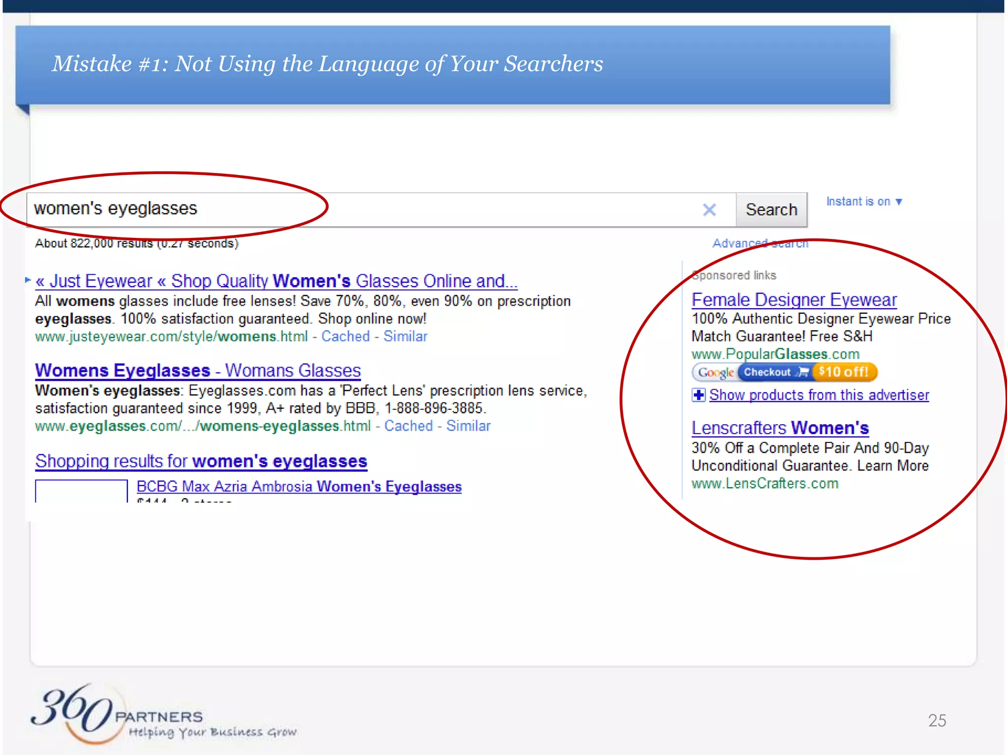 Key Success Factors in Writing Good Ad Copy	Answer the question the user is askingUse the same language/wording as the searcherAddress features and benefits to the question the user is askingSet proper expectationsClients product or serviceWhat they will be seeing on the landing pageInclude a call to actionInstruct the user what you want them to do next22