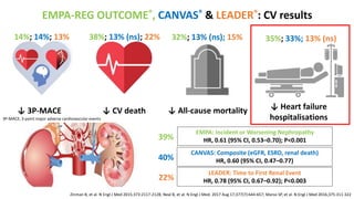 EMPA-REG OUTCOME®, CANVAS®️ & LEADER®: CV results
3P-MACE, 3-point major adverse cardiovascular events
Zinman B, et al. N ...
