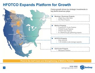HFOTCO Expands Platform for Growth
15
Future growth driven by strategic investments in
key North American plays
 MidCon Projects
– Cushing 20" Crude Pipeline
– STACK Crude Pipeline
– STACK Gas Pipeline
– N. Oklahoma gas gathering projects
 Gulf Coast Projects
– Maurepas Pipeline
 Montney / Duvernay Projects
– Wapiti Sour Gas Plant
– KA Plant Projects
 HFOTCO Projects
– Ship Dock #5
– 1.45 mmbbls crude storage capacity
Pivot to the Gulf Coast and Strengthening of MidCon Fairway
 