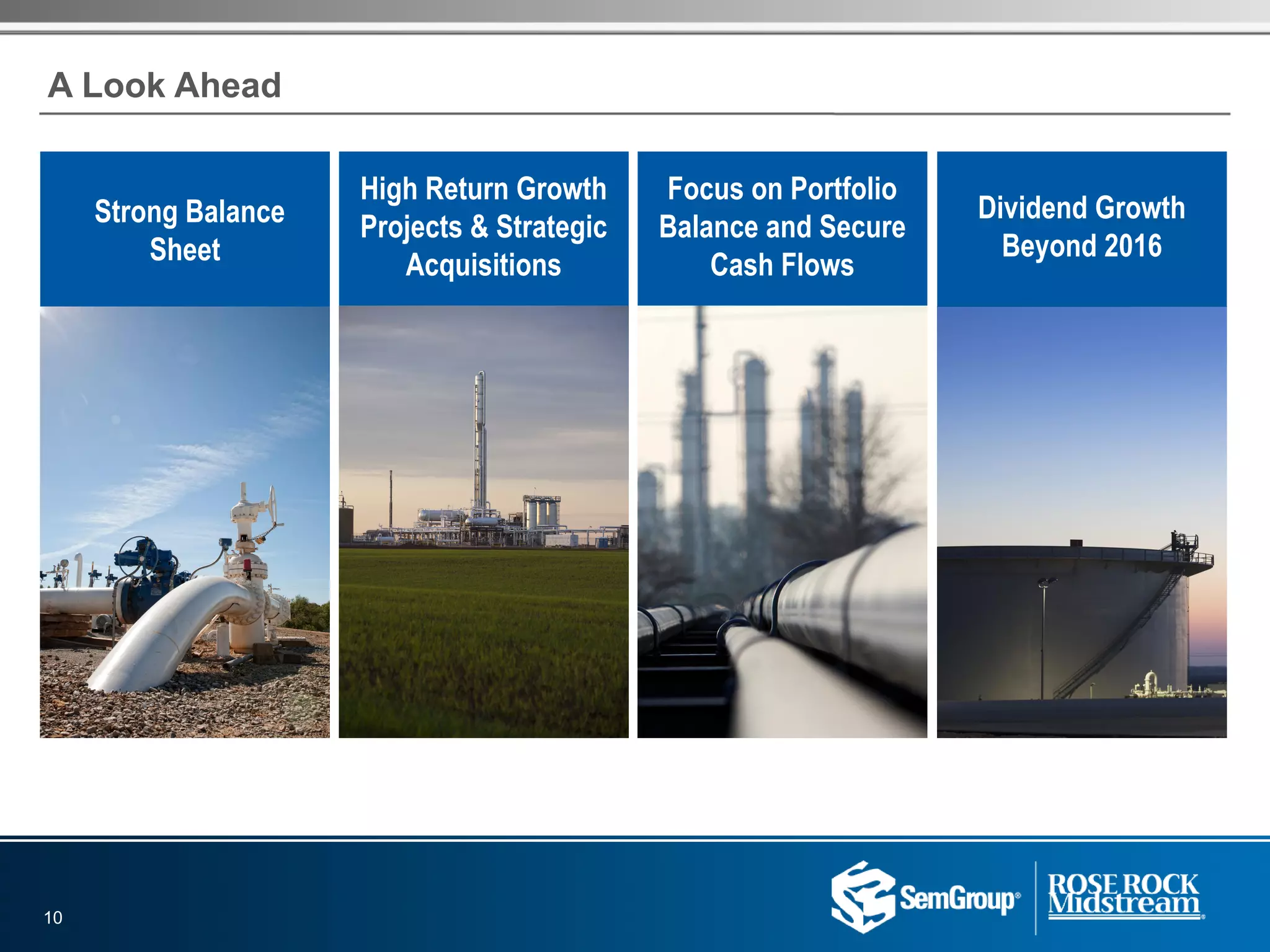 10
A Look Ahead
Strong Balance
Sheet
High Return Growth
Projects & Strategic
Acquisitions
Focus on Portfolio
Balance and Secure
Cash Flows
Dividend Growth
Beyond 2016
 