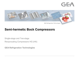 GEA Refrigeration Technologies
Single-stage and Two-stage
Reciprocating Compressors HG (HA)
Semi-hermetic Bock Compressors
 
