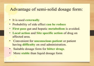 SEMI-SOLID DOSAGE FORMS gels and creams