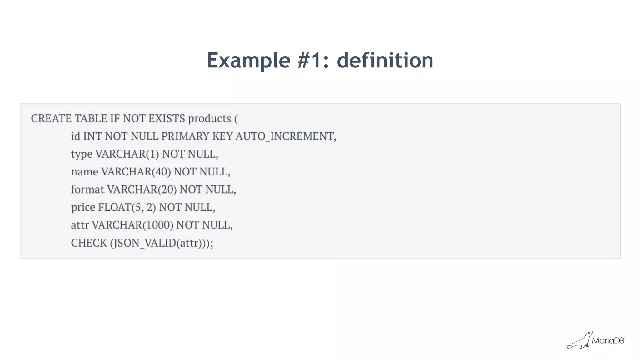 Example #1: definition
 