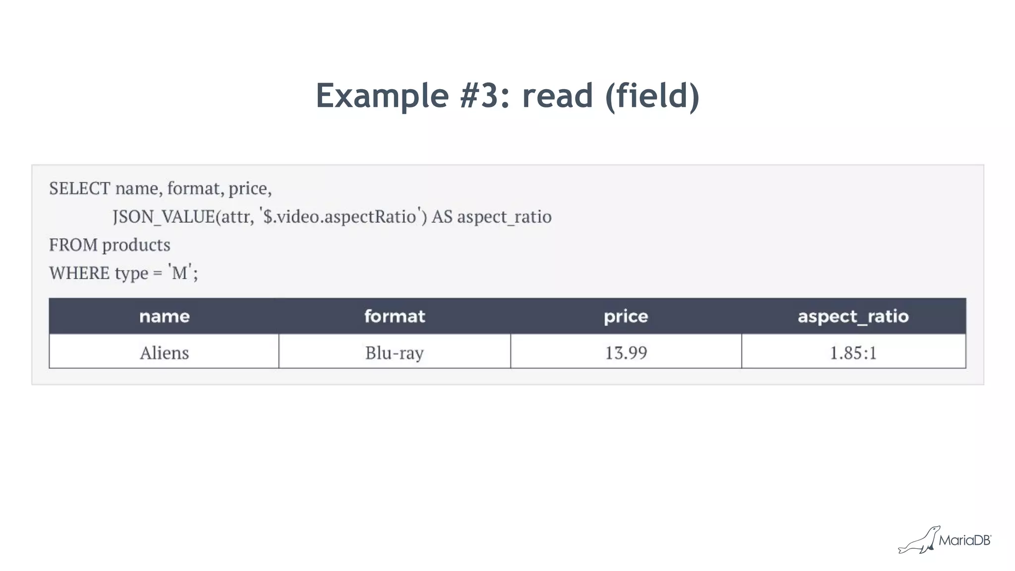 Example #3: read (field)
 
