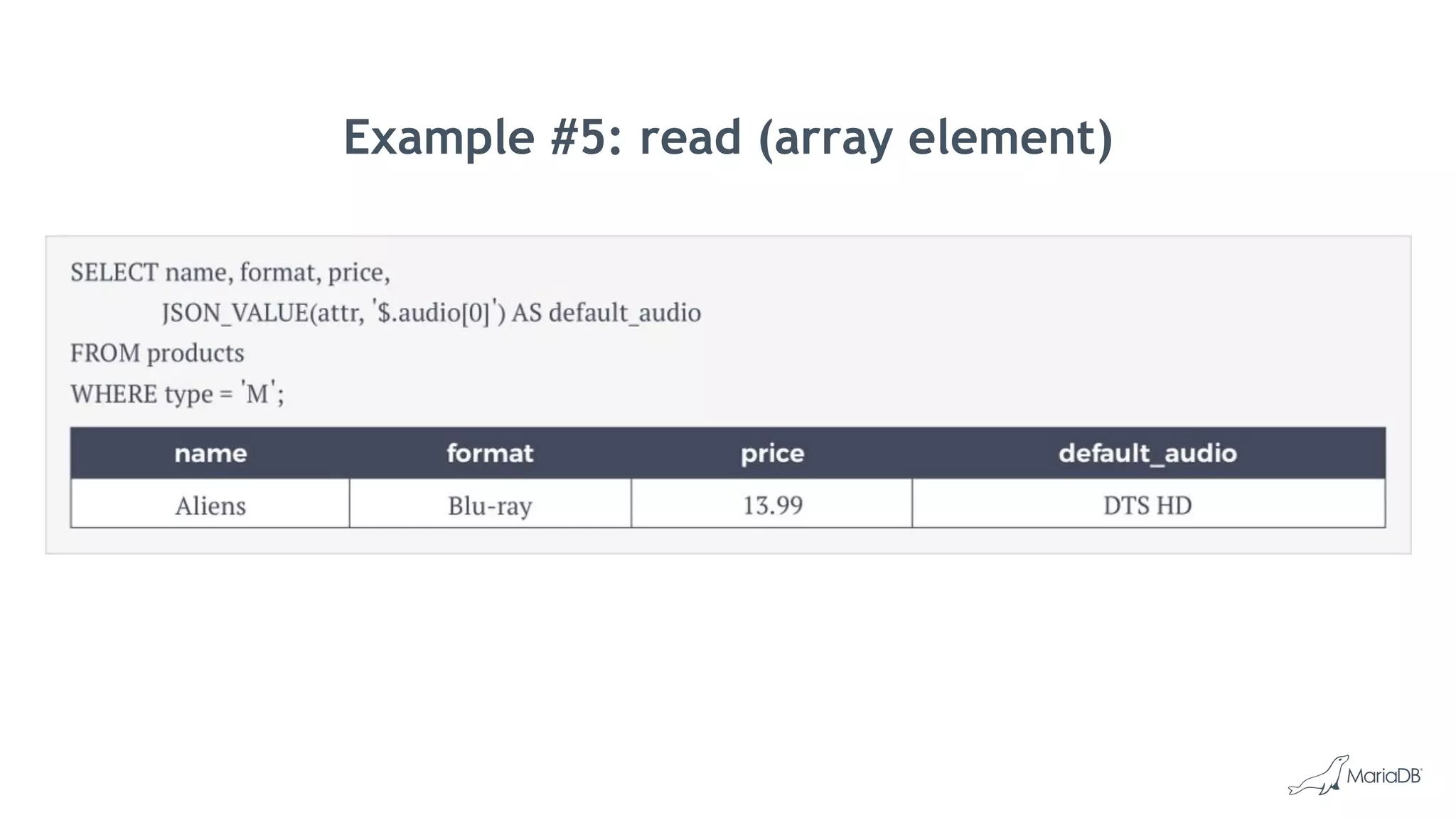 Example #5: read (array element)
 