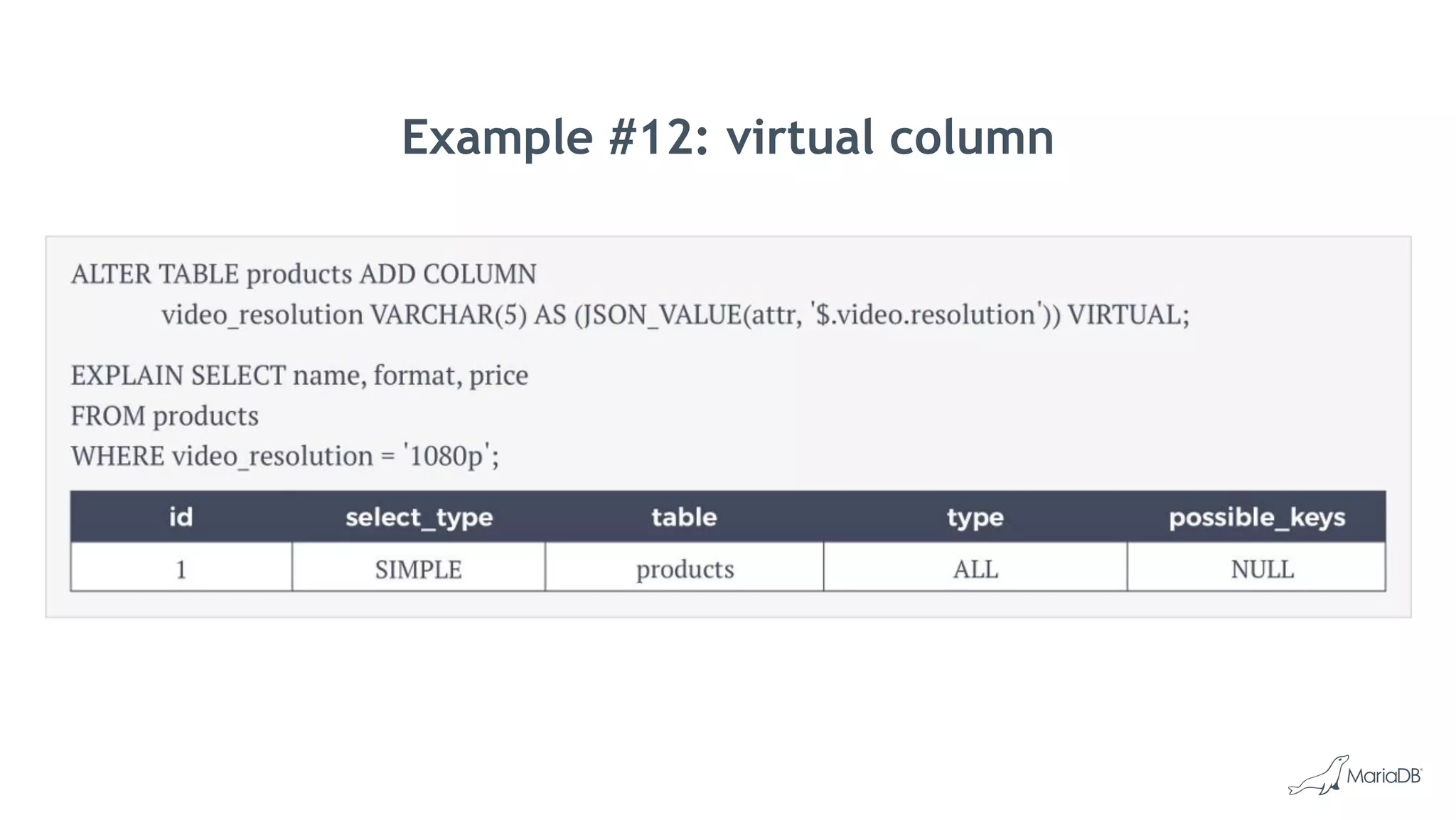 Example #12: virtual column
 