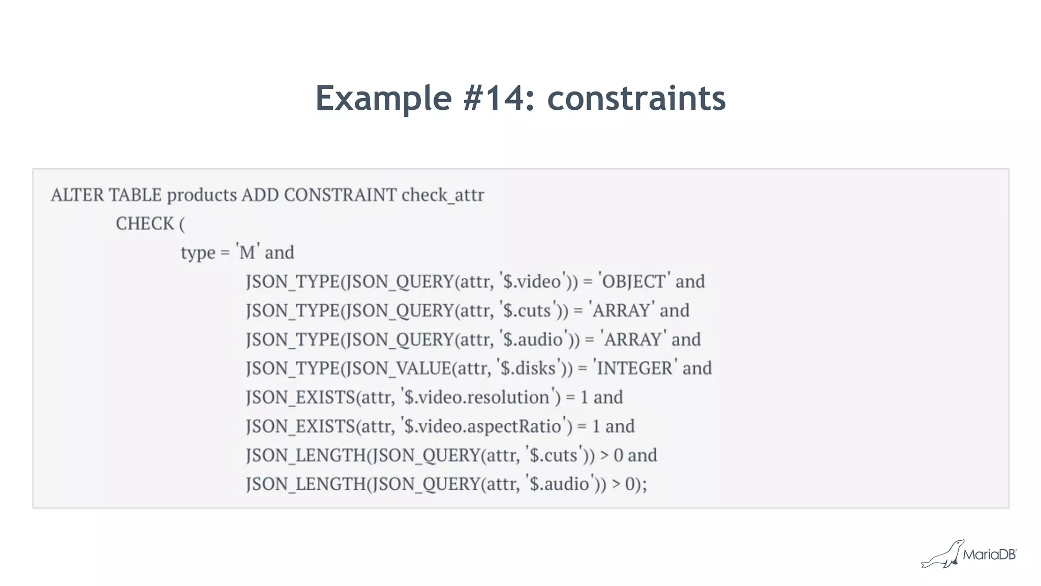 Example #14: constraints
 