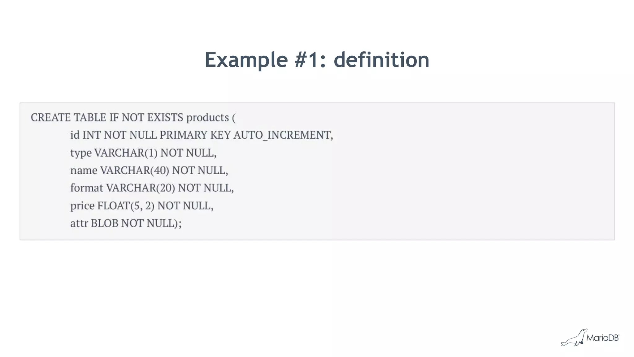 Example #1: definition
 