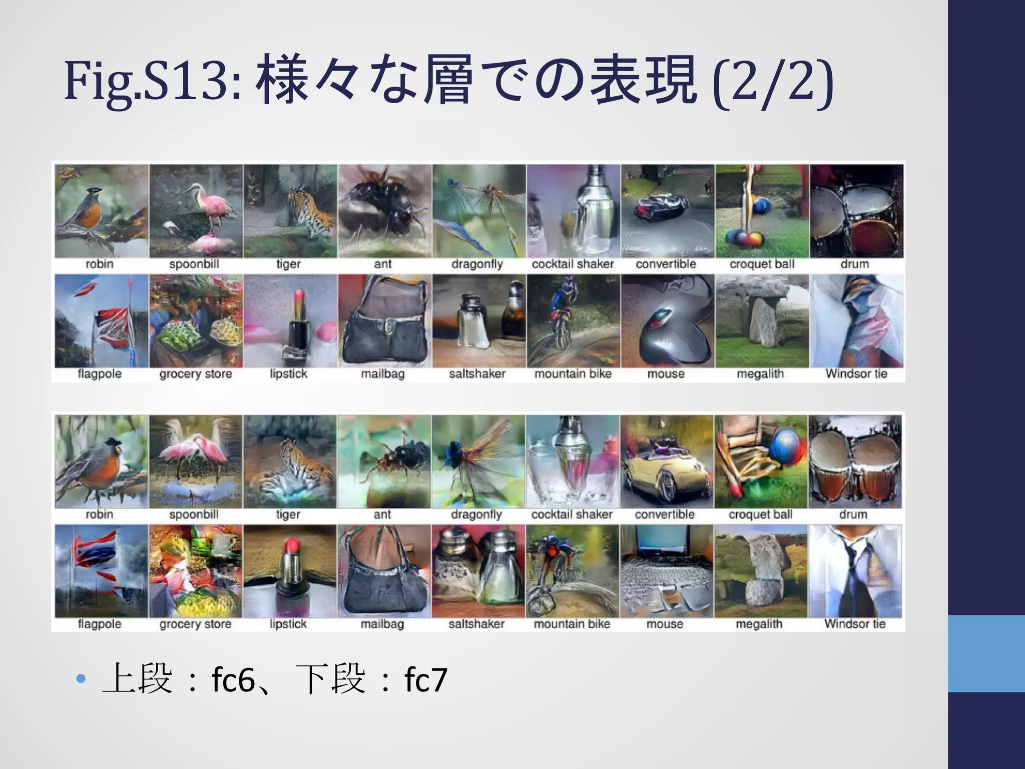 Fig.S13: 様々な層での表現 (2/2)
• 上段：fc6、下段：fc7
 