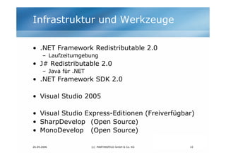 Infrastruktur und Werkzeuge

• .NET Framework Redistributable 2.0
      – Laufzeitumgebung
• J# Redistributable 2.0
      ...