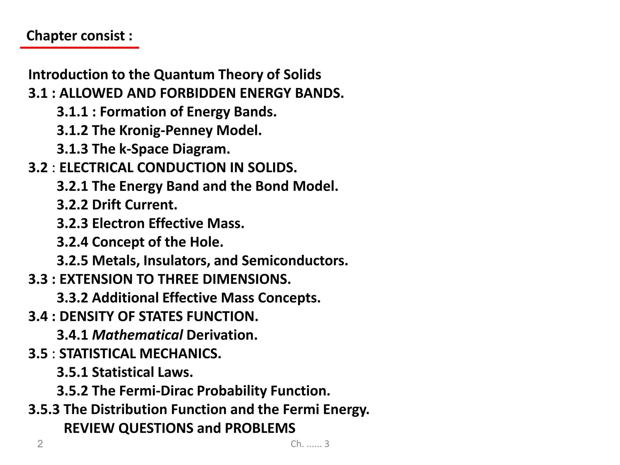 Semiconductor ch.3 part i, Introduction to the Quantum Theory of Solids ...
