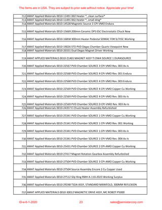Semiconductor Equipment and Spare Parts June 1st 2020 -1 | PDF