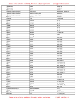 Semiconductor Equipment List - ID-5335-1-1 | PDF