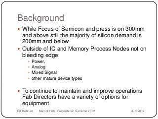 Semiconductor Equipment Purchasing Strategies for 200mm and Below