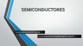 Semiconductores Intrínsecos
Semiconductores Dopados tipo P y tipo N

 
