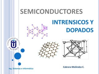 SEMICONDUCTORES
INTRENSICOS Y
DOPADOS

Ing. Sistemas e Informática

Cabrera Meléndez C.

 