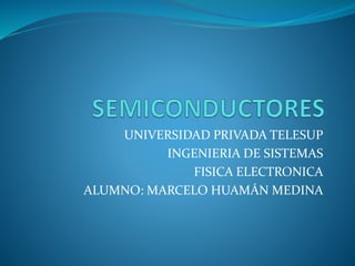 UNIVERSIDAD PRIVADA TELESUP
INGENIERIA DE SISTEMAS
FISICA ELECTRONICA
ALUMNO: MARCELO HUAMÁN MEDINA
 