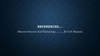 REFERENCES….
Material Science And Technology……….By O.P. Khanna
 