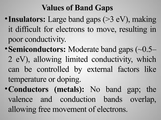 Semiconductors (Such as Silicon) and Band Gaps | PPTX