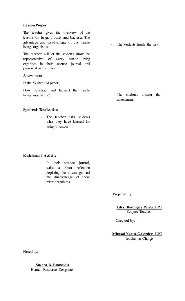 Sample Semi-detailed Lesson Plan for Grade 7 Science, Prepared by: E…