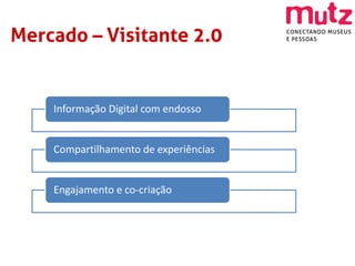 Mercado – Visitante 2.0


    Informação Digital com endosso


    Compartilhamento de experiências


    Engajamento e co-criação
 