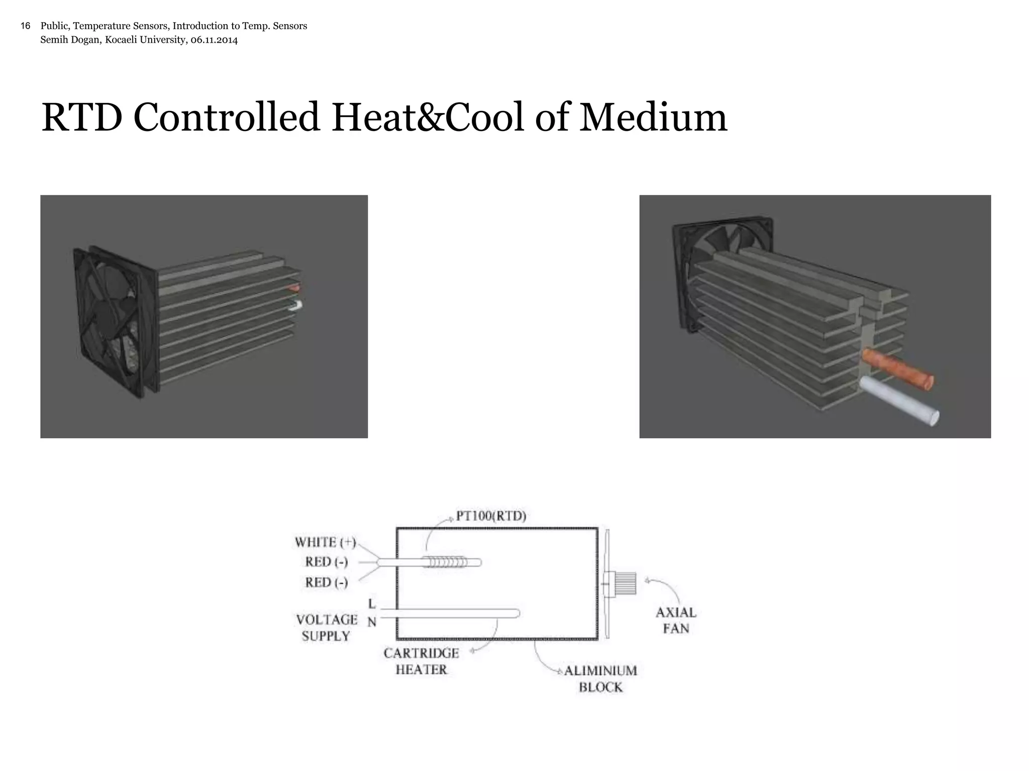 Public, Temperature Sensors, 16 Introduction to Temp. Sensors 
Semih Dogan, Kocaeli University, 06.11.2014 
RTD Controlled Heat&Cool of Medium 
 