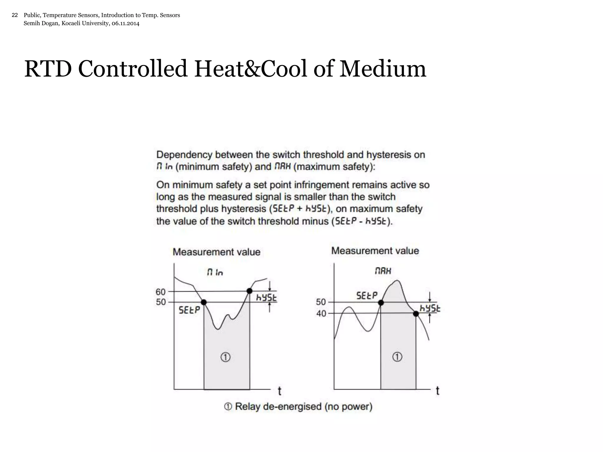 Public, Temperature Sensors, 22 Introduction to Temp. Sensors 
Semih Dogan, Kocaeli University, 06.11.2014 
RTD Controlled Heat&Cool of Medium 
 