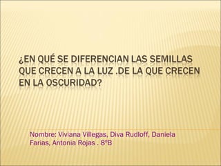 Nombre: Viviana Villegas, Diva Rudloff, Daniela Farias, Antonia Rojas . 8ºB 
