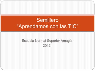 Semillero
“Aprendamos con las TIC”

 Escuela Normal Superior Amagá
             2012
 