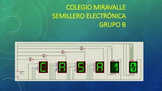 COLEGIO MIRAVALLE
SEMILLERO ELECTRÓNICA
GRUPO B
 