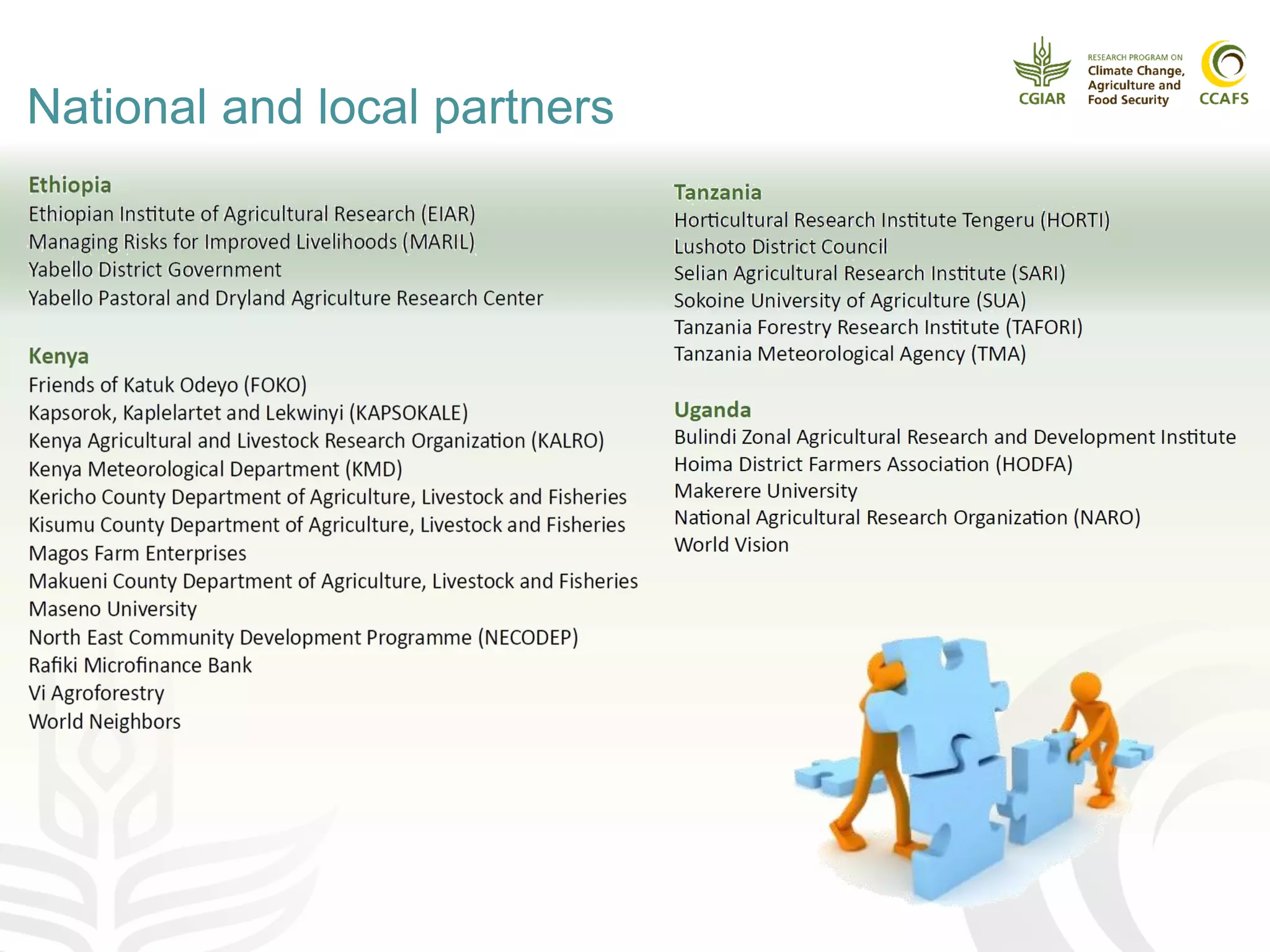 National and local partners
 