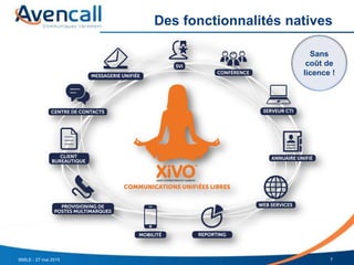 Des fonctionnalités natives
7
Sans
coût de
licence !
SMILE - 27 mai 2015
 