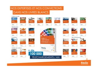 NOS EXPERTISES ET NOS CONVICTIONS
DANS NOS LIVRES BLANCS
Culture du web
Infrastructure
6
E-business
Gestion de contenu
ERP et Décisionnel
+ de
100 000
TÉLÉCHARGEMENTS / AN
 