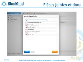 28/05/15 Blue Mind - messagerie et espaces collaboratifs - www.blue-mind.net 16
Pièces jointes et docs
 