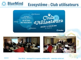 28/05/15 Blue Mind - messagerie et espaces collaboratifs - www.blue-mind.net 19
Ecosystème : Club utilisateurs
 