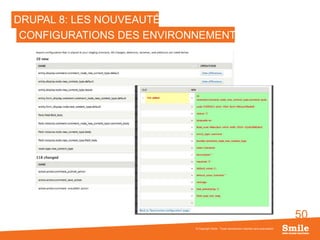 50
DRUPAL 8: LES NOUVEAUTÉS
© Copyright Smile - Toute reproduction interdite sans autorisation
CONFIGURATIONS DES ENVIRONNEMENTS
 