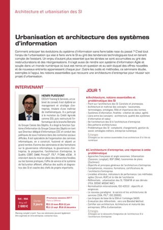 Séminaire URBANISATION ET ARCHITECTURE DES SYSTÈMES D’INFORMATION ...