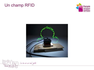 La RFID, comment ça marche !
- 4 -
Le lecteur
envoie un
champ électro-
magnétique.
Cette énergie
permet de lire les
données de la
puce
et les
transmettre
vers le
lecteur.
Graph. - EPC Global
L’énergie de ce
champ est reçue
par l’antenne de
l’étiquette RFID
 